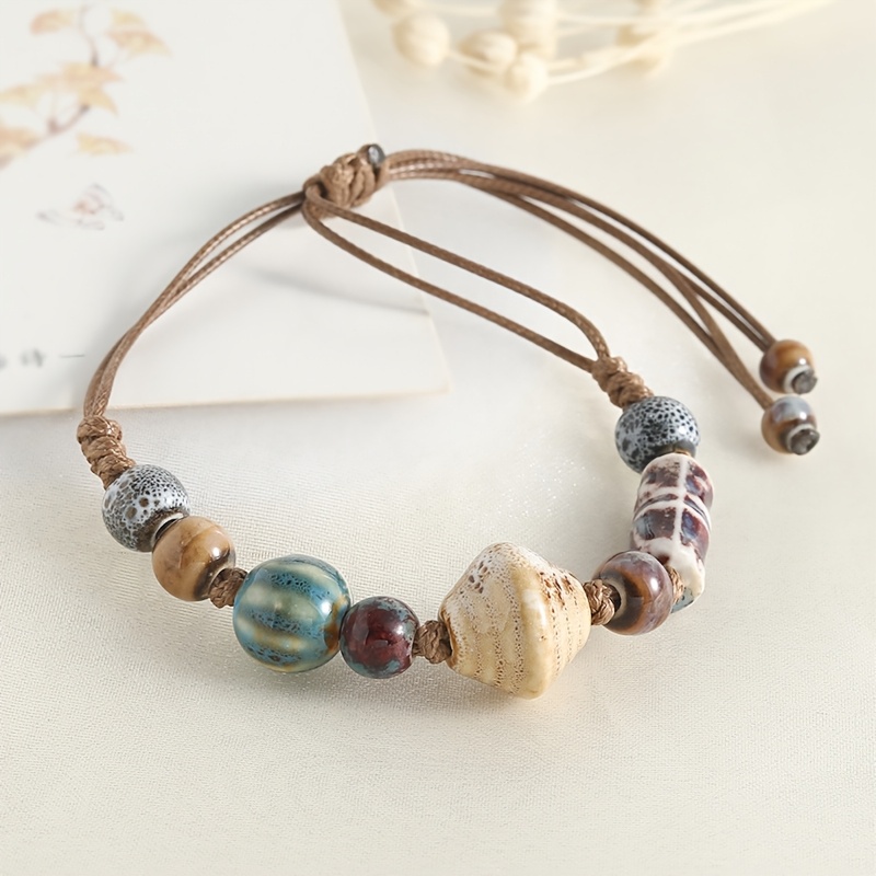 Jingdezhen Ceramic Beaded Bracelet, Vintage Gift